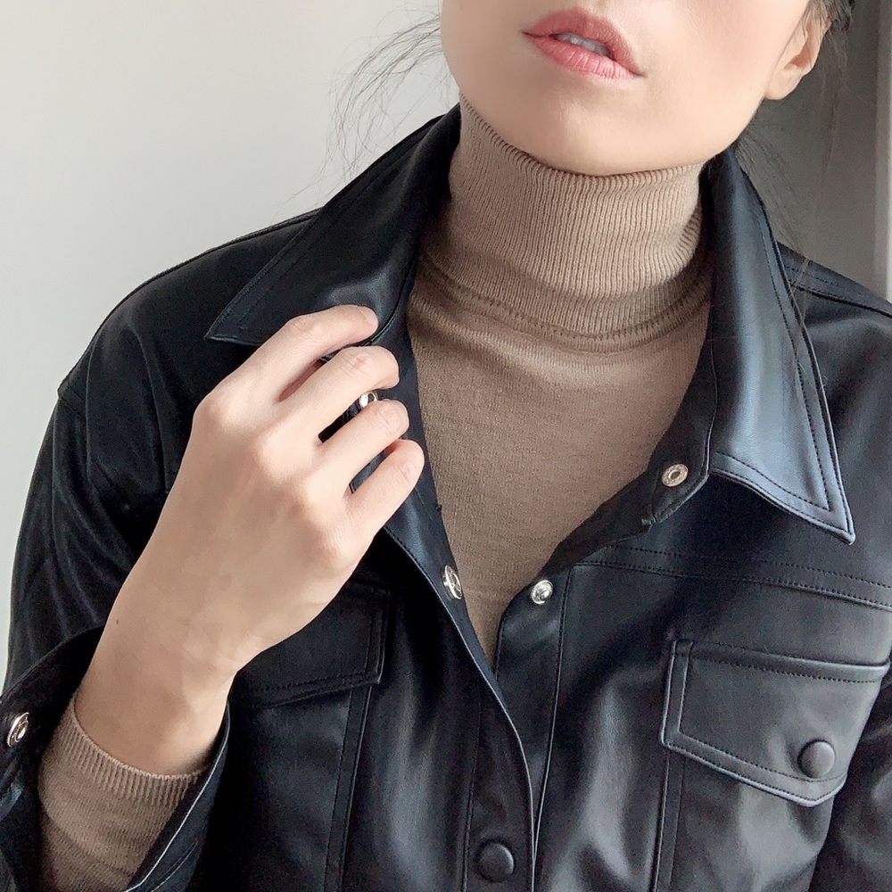 LYON HIGH NECK SOFT SLIM FIT TOP - KHAKI - Picture 11 of 12